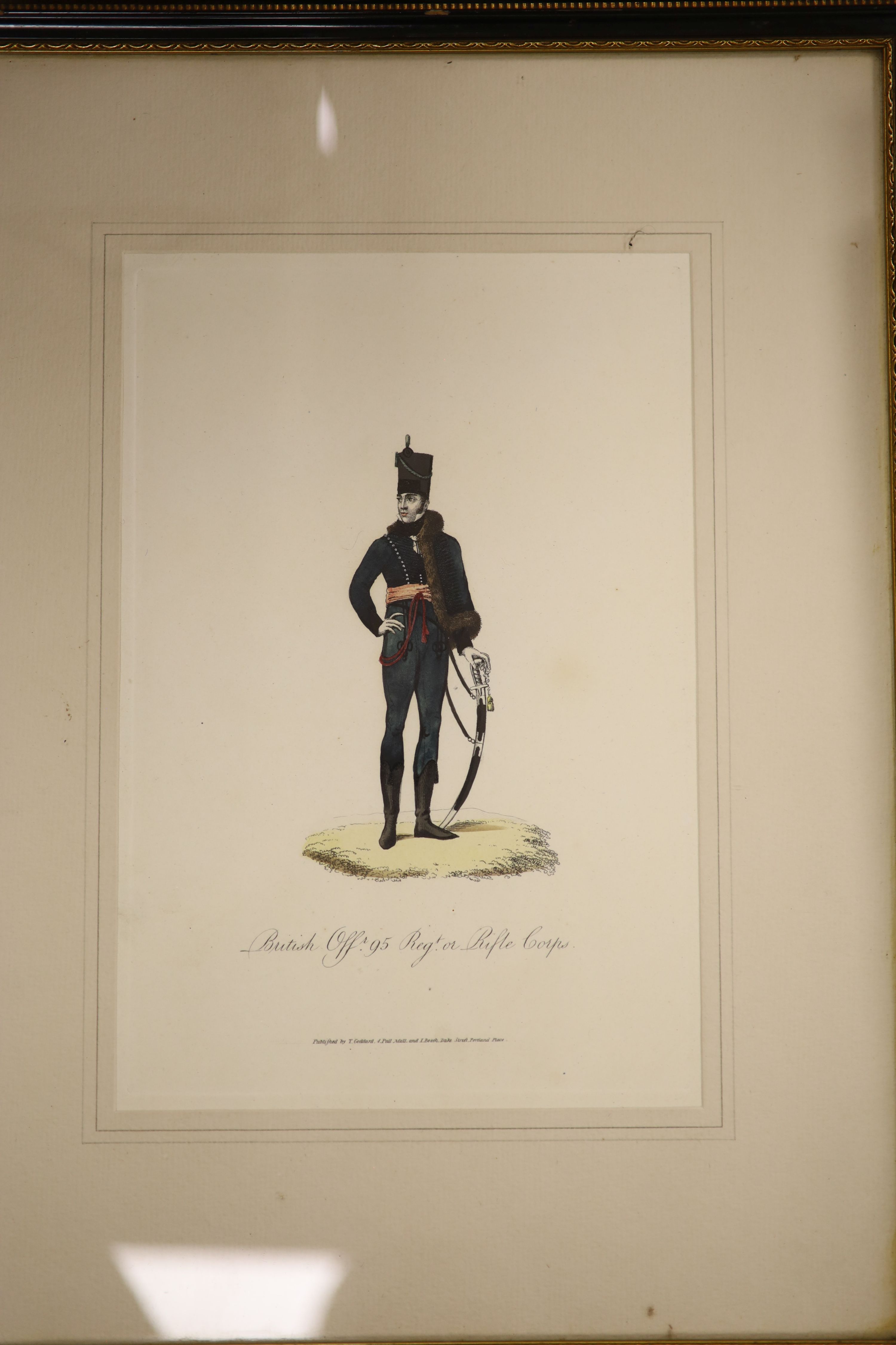 A collection of assorted 19th century Military paintings and prints including Murray Urquhart (1880-1972) study of a Rifleman, dated 1934, 26 x 12.5cm